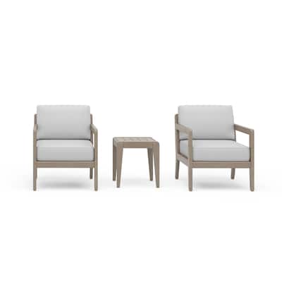 Homestyles Sustain Gray Wood Outdoor Lounge Armchair Pair and End Table