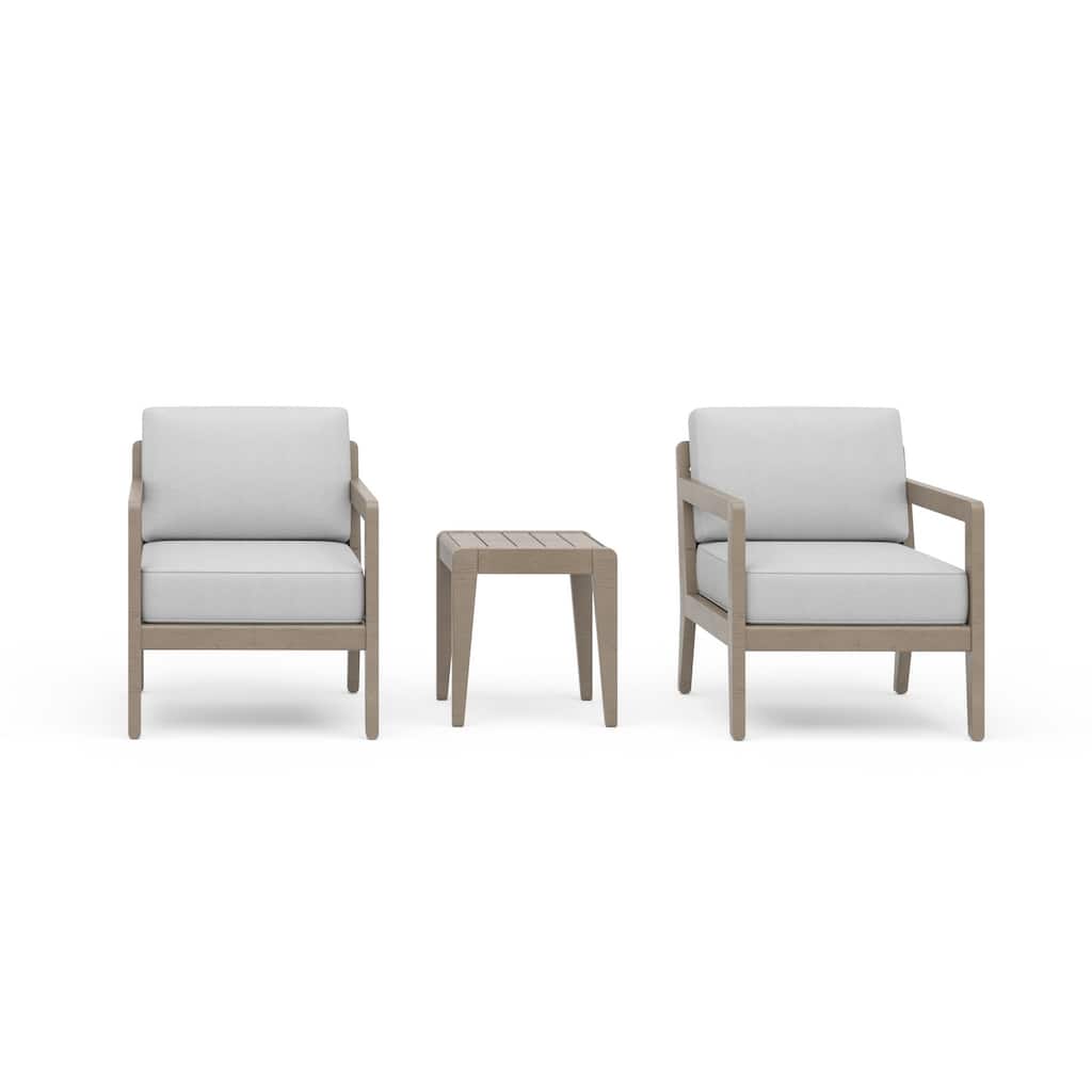 Homestyles Sustain Gray Wood Outdoor Lounge Armchair Pair and End Table