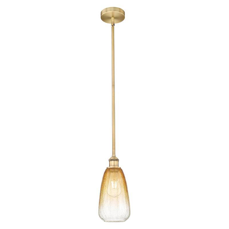 Innovations Lighting Endless Possibilities Edison - Brookhaven Almond - 1 Light 6" Stem Hung Mini Pendant - Brushed Brass/Amber