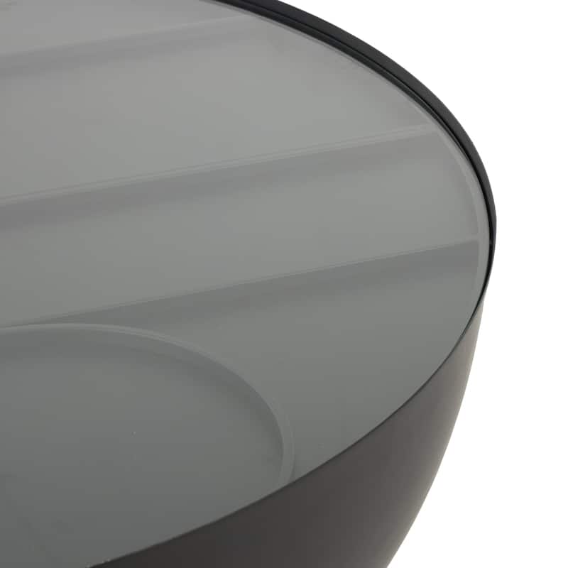 Metal Geometric Accent Table with Glass Tabletop and Elevated Base - Black - Roche River Decor