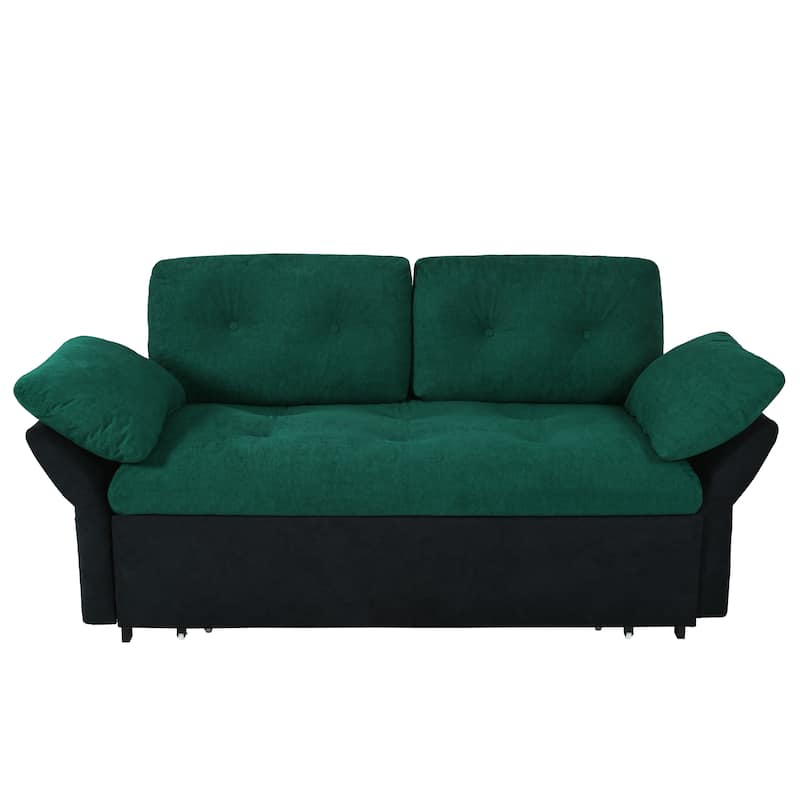 Queen Convertible Pull Out Sofa Bed, Sleeper Sofa Couch with Thicked Cushions, Loveseat Sofa with Side Storage
