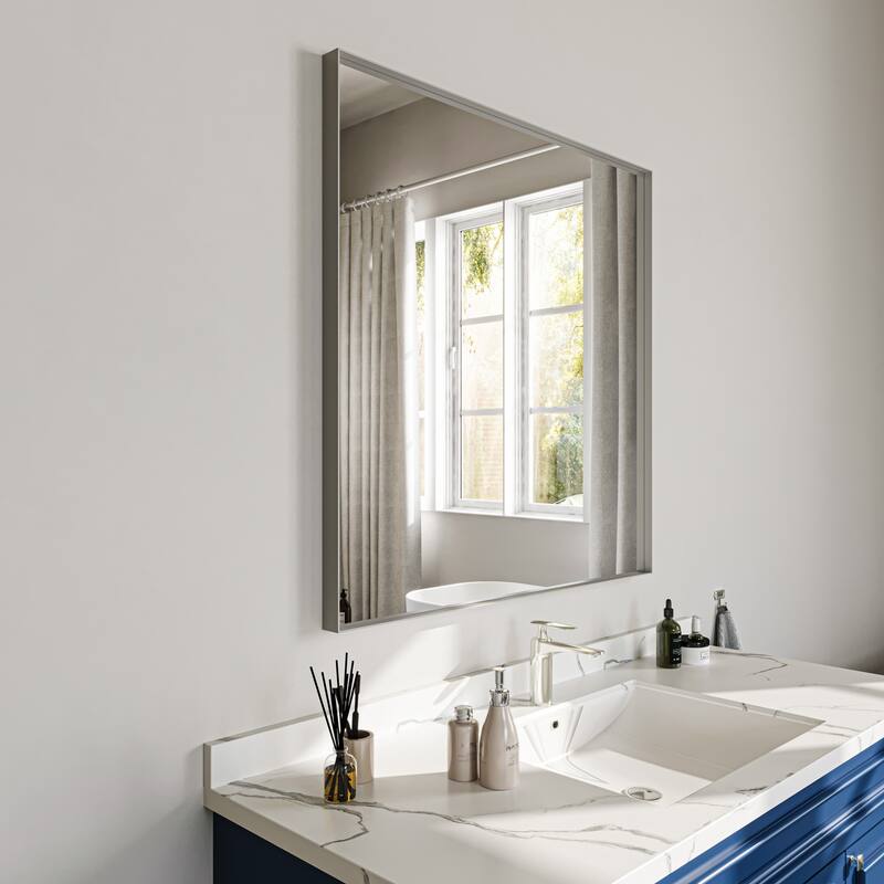 TOOLKISS Right Angle Aluminum Frame Bathroom Vanity Mirror with Clear Glass