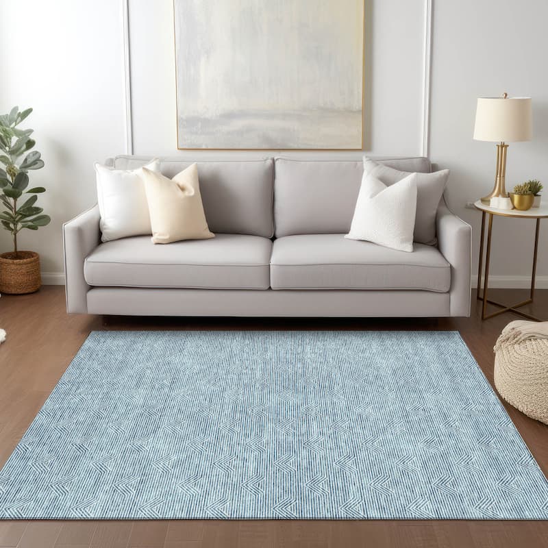 Machine Washable Indoor/ Outdoor Chantille Contemporary Stripe Rug