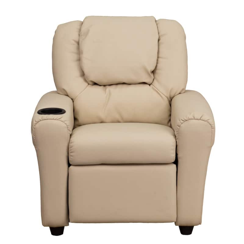 Contemporary Kids Recliner with Cup Holder and Headrest - 24"W x 21.5" - 36.5"D x 27"H
