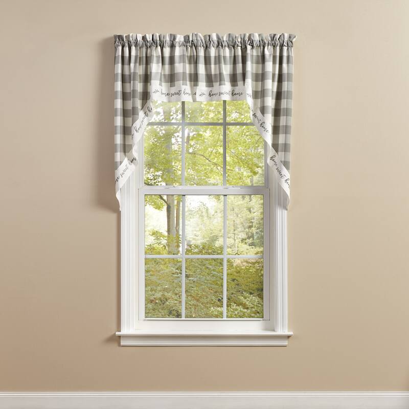 Park Designs Buffalo Check Home Lined Dove Swags 72" x 36" - 72" X 36"