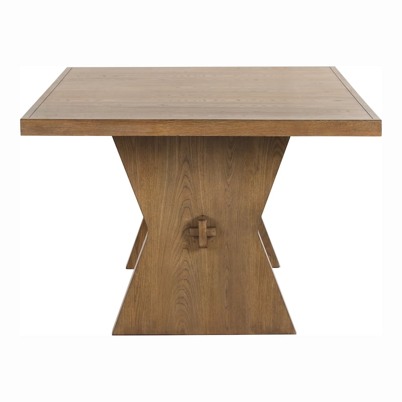 Furniture of America Yanse Farmhouse 7-Piece Rustic Oak Wood Dining Table Set