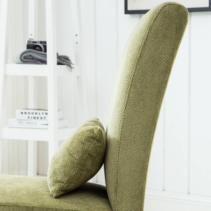 Contemporary Chenille Fabric Armless Accent Chair with Pillow, for Living Room