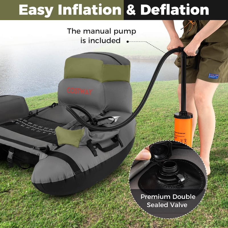 Goplus Inflatable Fishing Boat 350 LBS Fishing Float Tube with Fishing - See Details