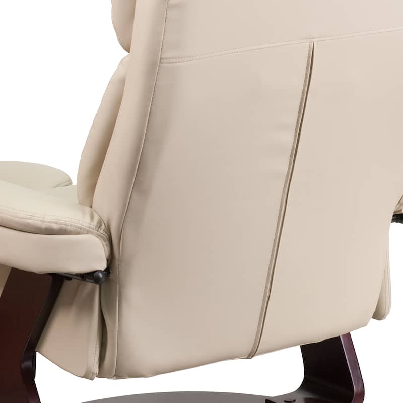 Contemporary Multi-Position Recliner and Curved Ottoman with Swivel Base - 34" - 44.5"D x 33"W x 41.25"H