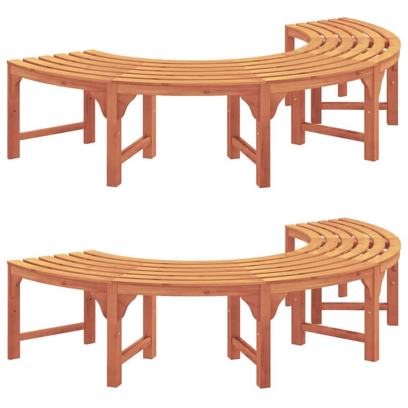 vidaXL Outdoor Tree Bench 200 cm Solid Wood Eucalyptus - 78.7 x 31.5 x 17.7 in