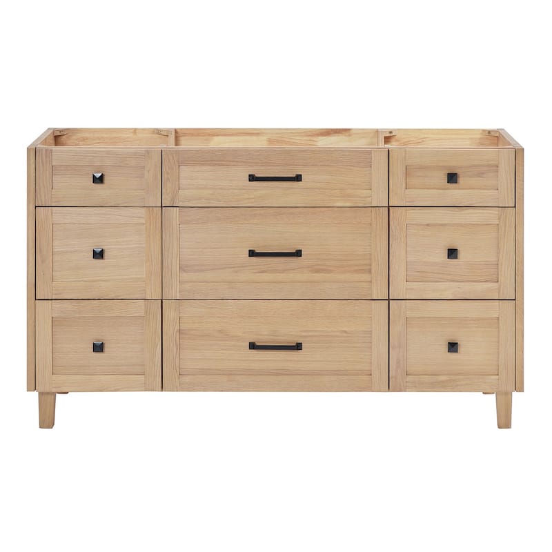 Ariel B60-BC Monroe 60" Double Free Standing Vanity Cabinet Only - White Oak