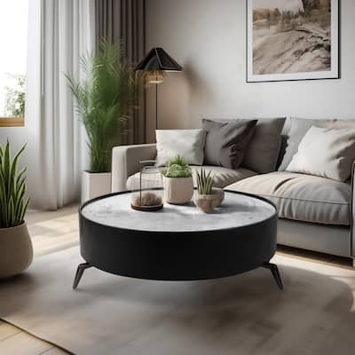 Sagebrook Home Modern Wood Black Round Top Spider Leg Coffee Table - 47" x 47" x 16"