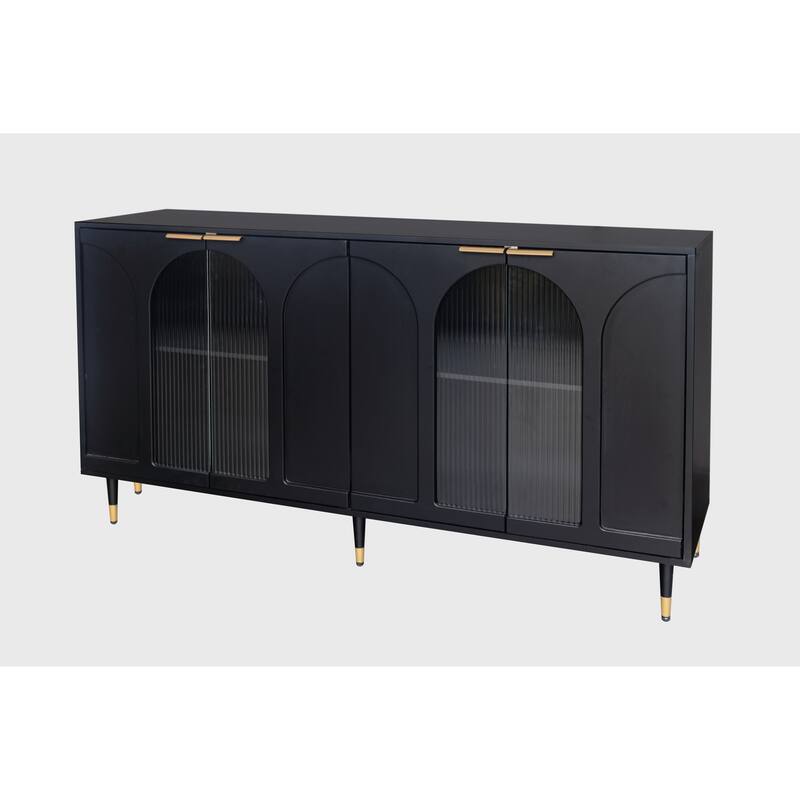Accent Cabinet Wooden Cabinet with 4 Glass Doors Sideboard Buffet