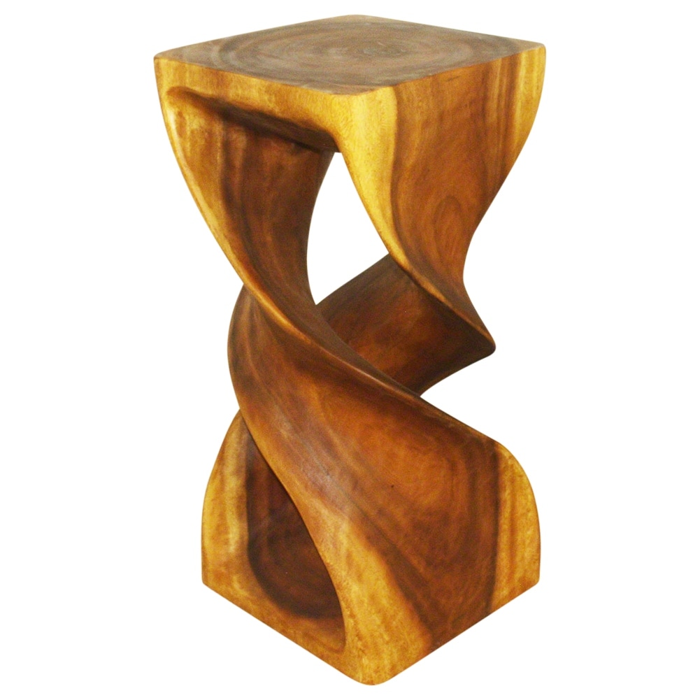 Haussmann Double Twist Solid Wood End Table - 14 x 14 x 30 in - Oak - 14" x 14" x 30"