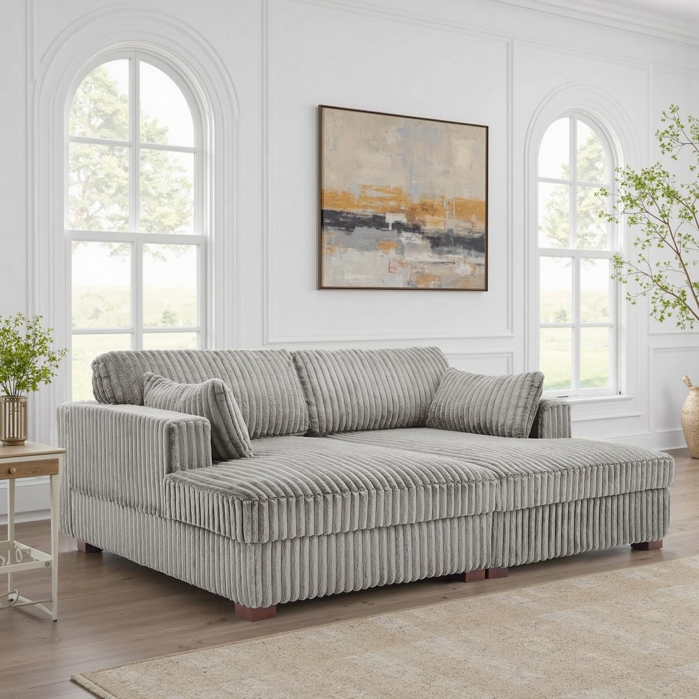 DREAMSIDEA Oversized Flannel Fabric Modular Sectional Sofa