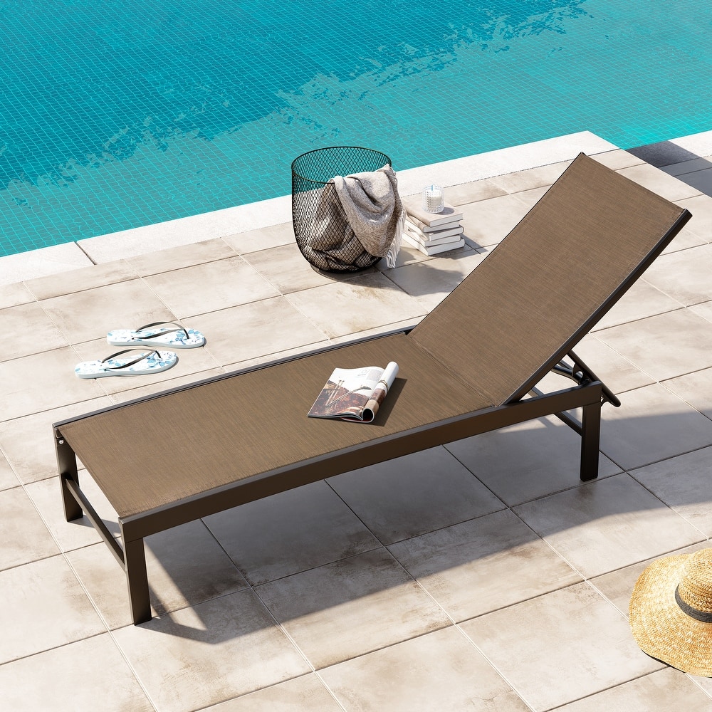 Outdoor Pool Lounger Aluminum All-weather Adjustable Chaise Lounge Chair - See Picture