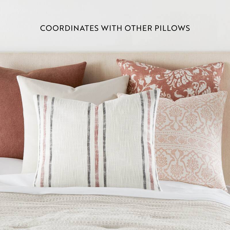 2-Pack Yarn-Dyed Patterns Decor Throw Pillows in Yarn-Dyed Framed Stripe / Distressed Floral