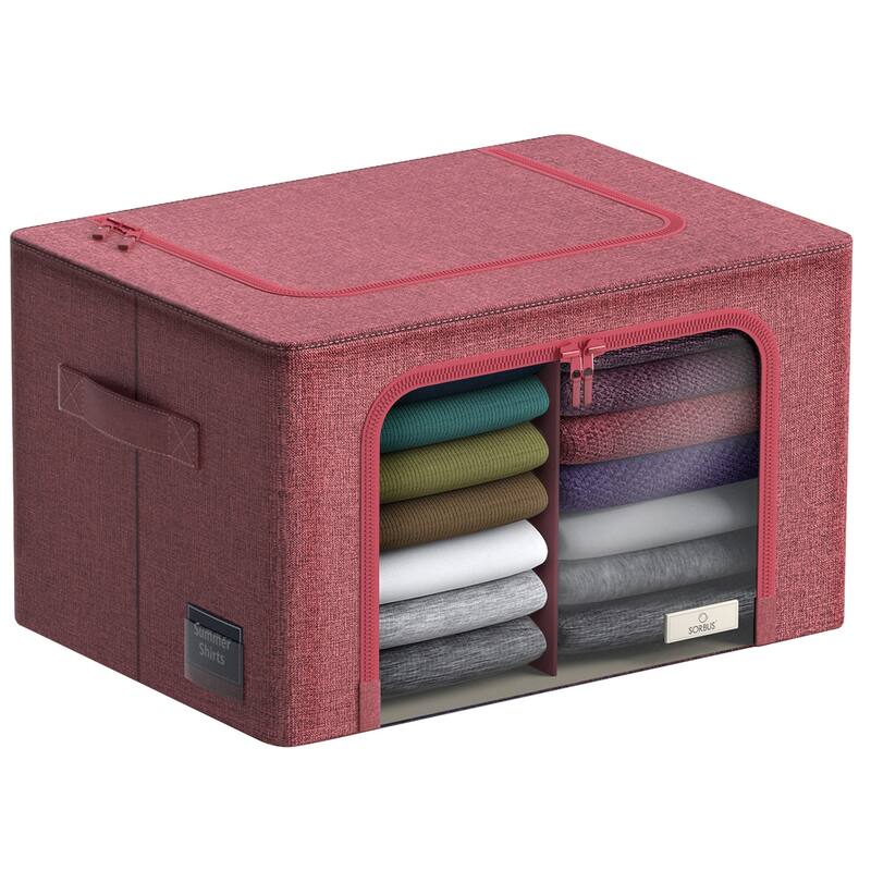 Storage Bins With Window (Single) - 12.62'' H X 19.75'' W X 16'' D - Pink