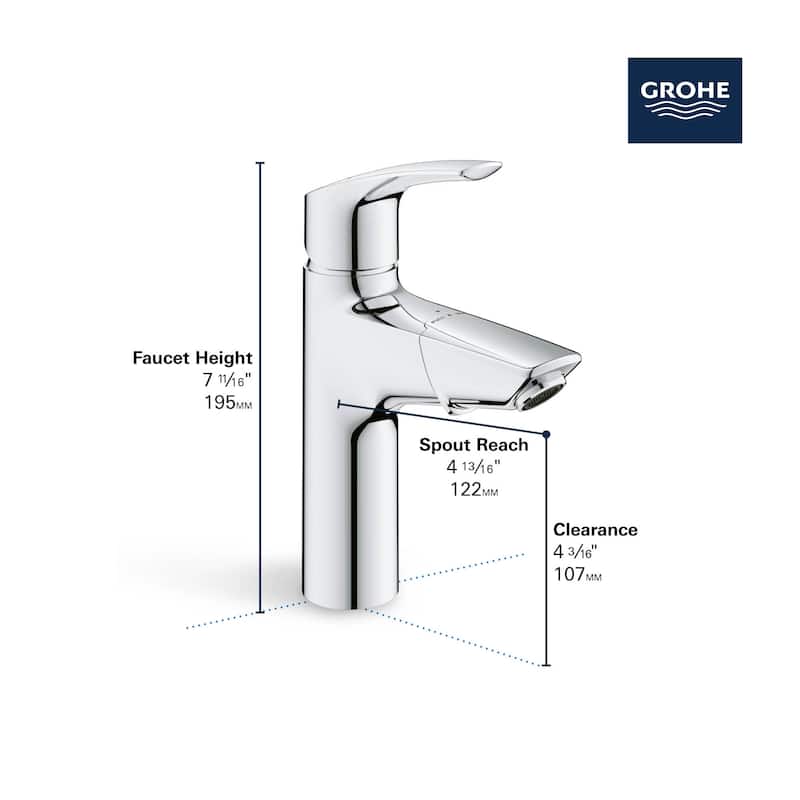 Grohe 23 991 3 Eurosmart 1.2 GPM Deck Mounted Single Hole M-Size - Starlight Chrome
