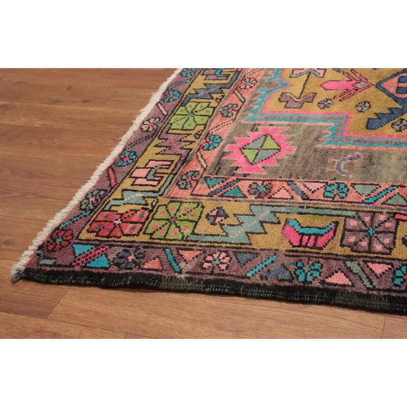 Hand Knotted Oriental 100% Wool Carpet Traditional Tribal Greys & Charcoal Ardebil Runner Rug - 9' 10'' X 3' 4''