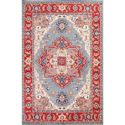 Vegetable Dye Heriz Serapi Oriental Area Rug Hand-knotted Wool Carpet - 8'4" x 11'0"