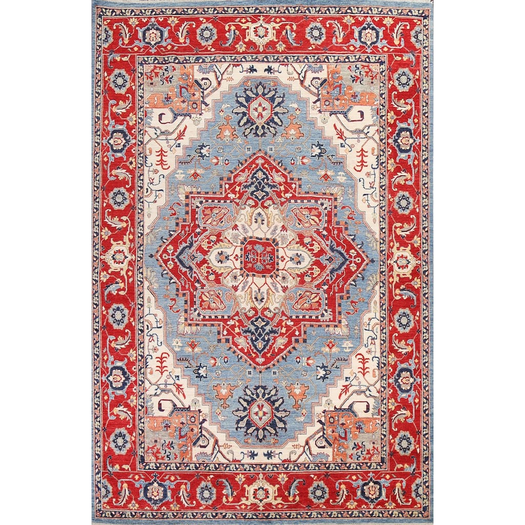 Vegetable Dye Heriz Serapi Oriental Area Rug Hand-knotted Wool Carpet - 8'4" x 11'0"