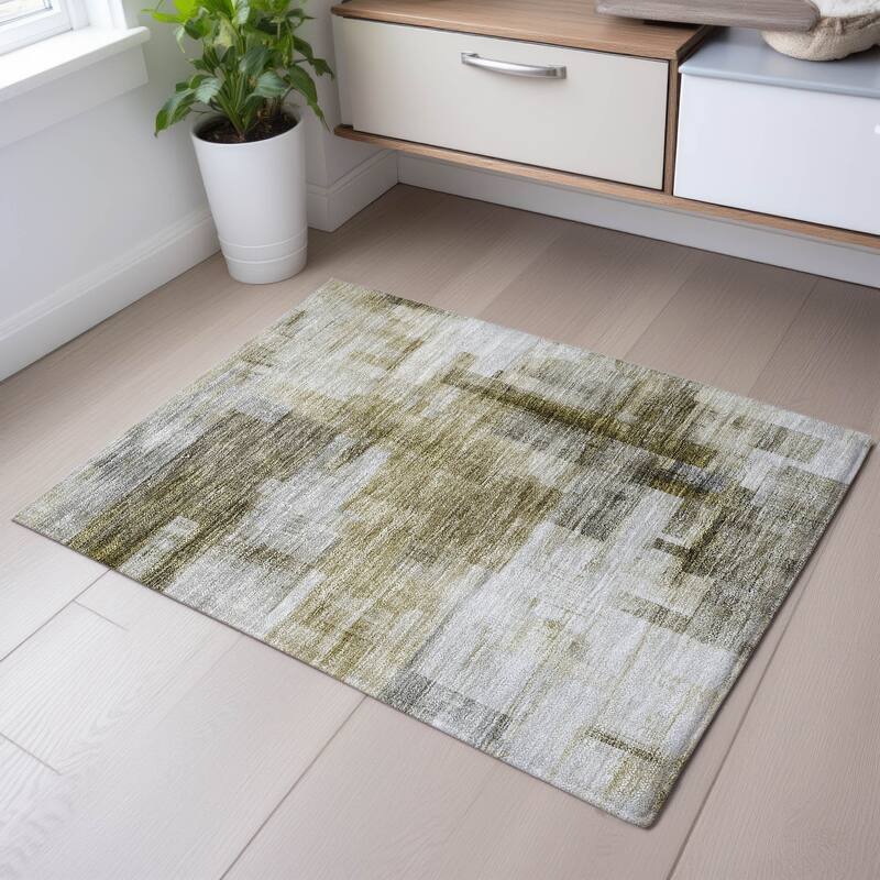 Premium Washable Super Soft Modern Abstract Mayfield Rug - Taupe - 1'8" x 2'6"