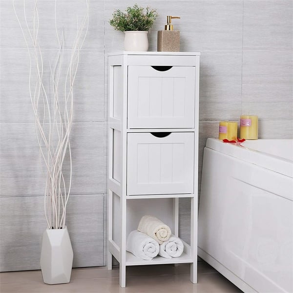 White Bathroom Cabinet,Multifunctional Storage Organizer w/ 2 Drawers - Bed  Bath & Beyond - 34781034