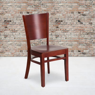 Solid Back Wooden Restaurant Chair - 17.25"W x 20.5"D x 33.5"H