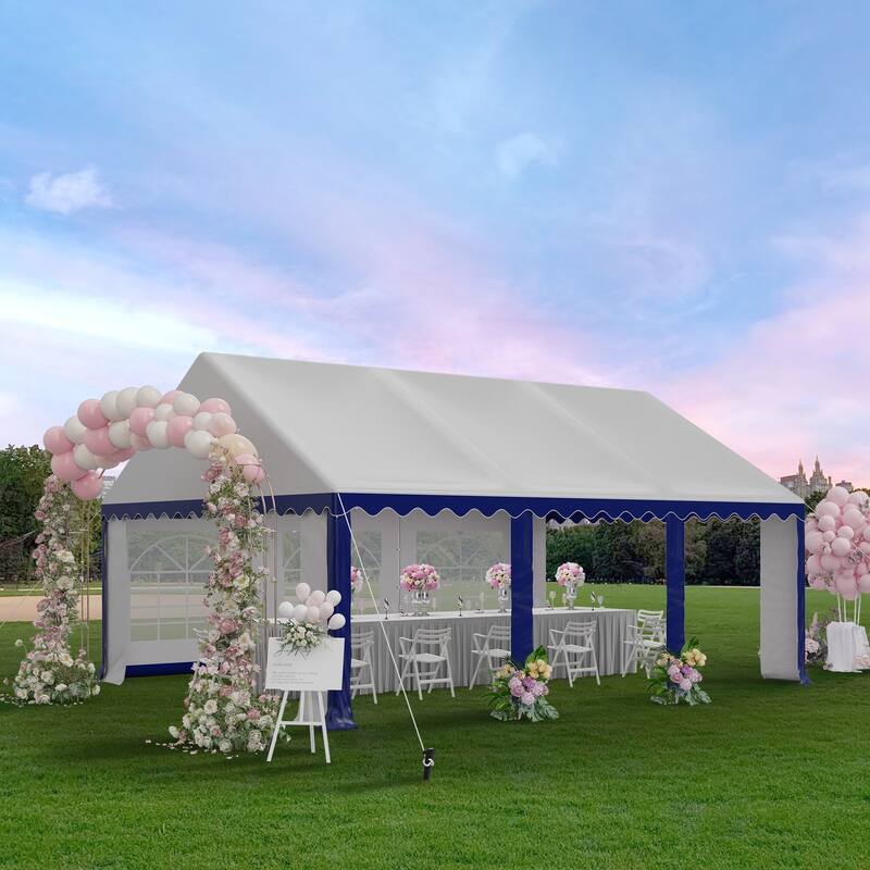 13 x 26 ft Wedding Party Tent with 8 Removable Walls Outdoor PE/Iron Heavy Duty Gazebo Canopy Tent