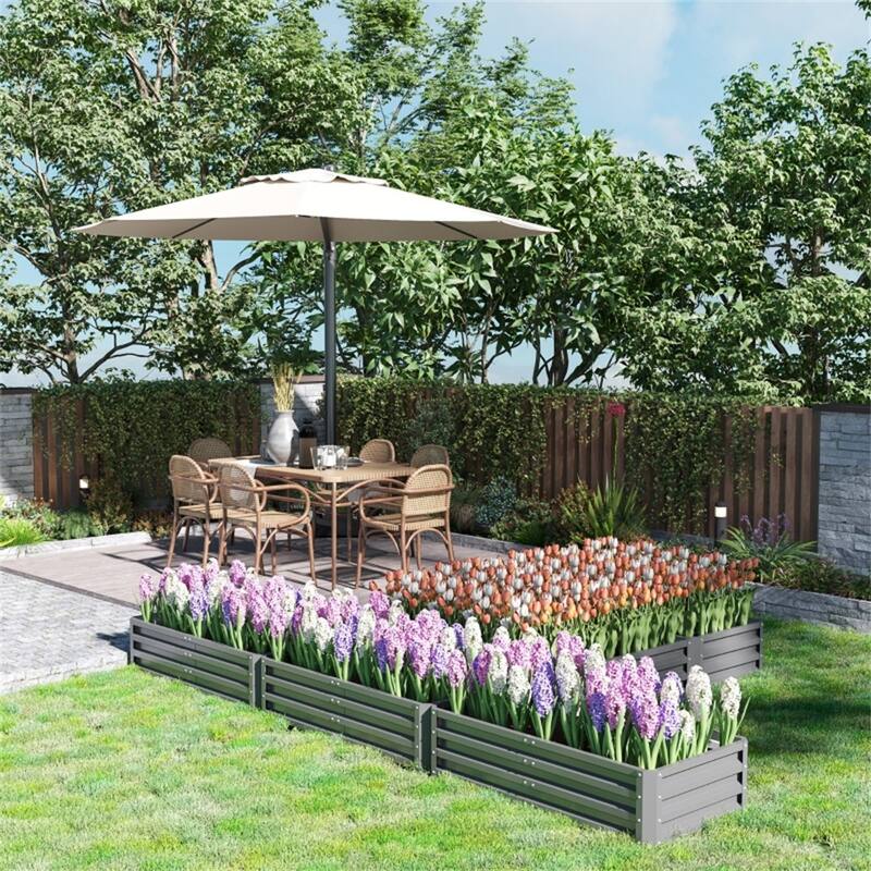 Large Wooden Planter Box Set for Garden and Outdoor Use Modular Fir Wood Raised Beds for Flowers Vegetables
