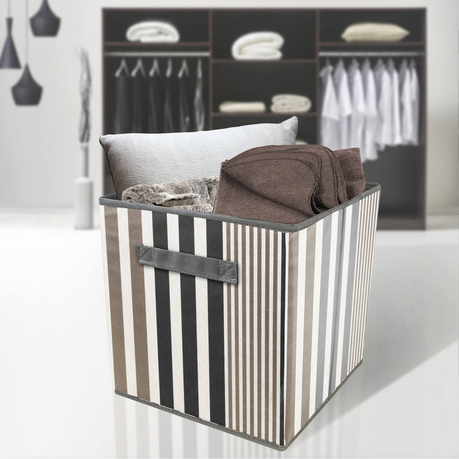 6 Pcs Foldable Vertical Stripe Line Storage Cubes Bed Bath & Beyond 39311802