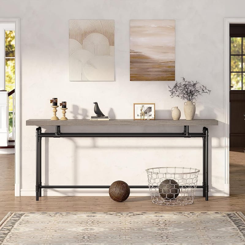 Console Table, 70.9" Narrow Long Entryway Table for Living Room - 11.81"D x 70.85"W x 35.43"H