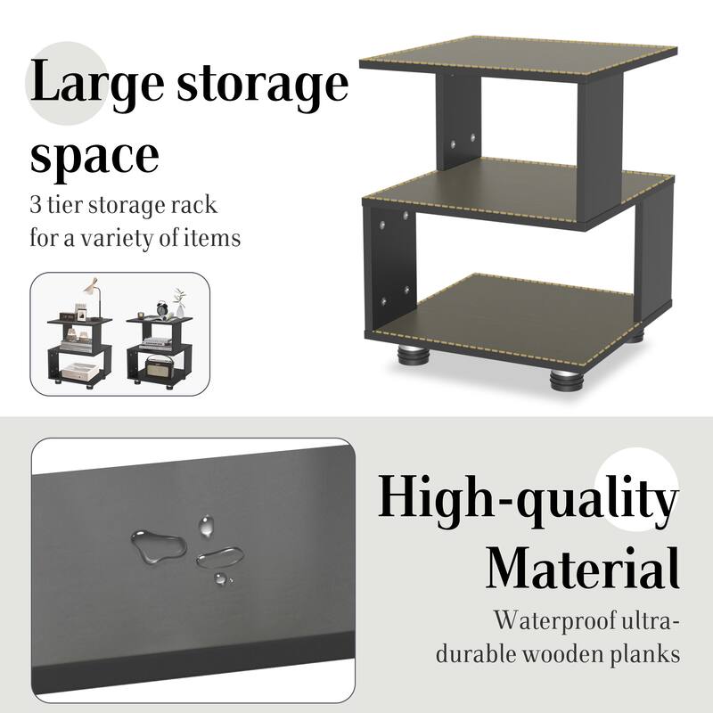 2-Tier Magic Cube Nightstand Hollow Rectangle Design Set of 2