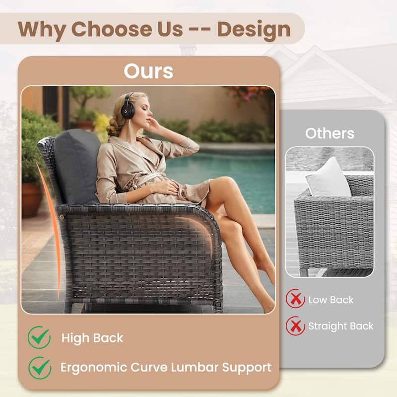 XIZZI Outdoor Patio Furniture Wicker Sofa Swivel Chair Set
