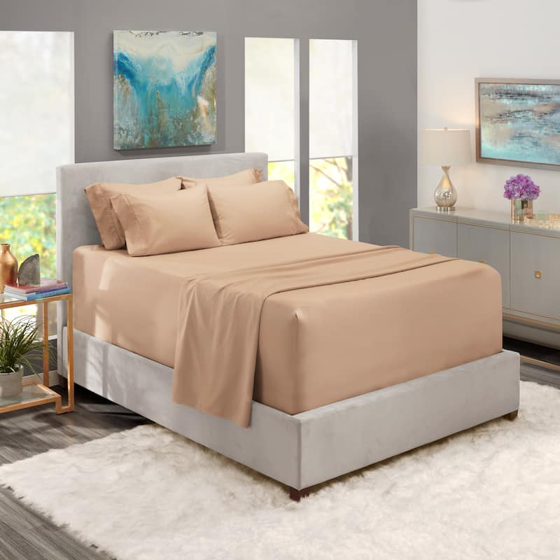 Empyrean Extra Deep Pocket Bed Sheet Set - Breathable, Super Soft Sheets with Extra Set of Pillowcases - California King - Taupe Sand