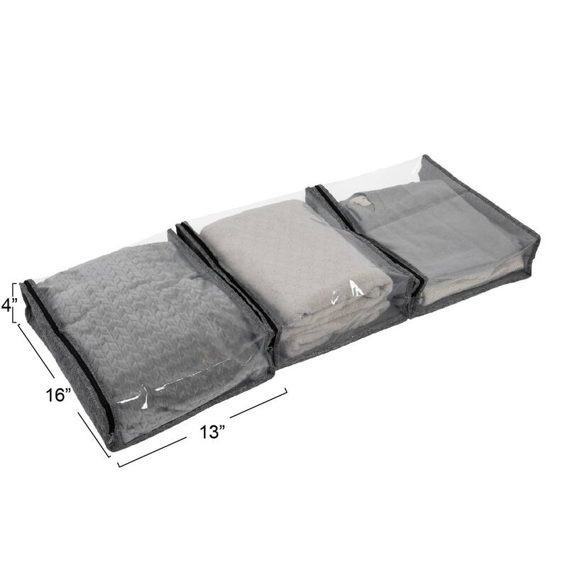 Household Essentials Zippered Sweater Storage Bags with Clear Vision Panel - 16.0"L x 13.3"W x 4.0"H