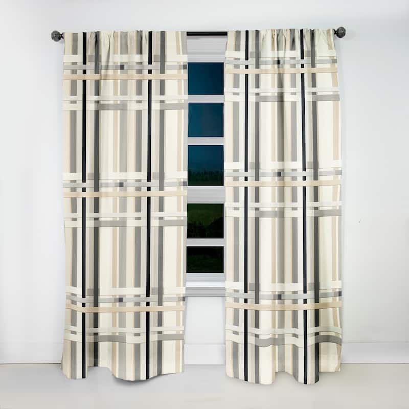 Designart "Balanced Lines" Striped Blackout Curtain For Living Room Décor
