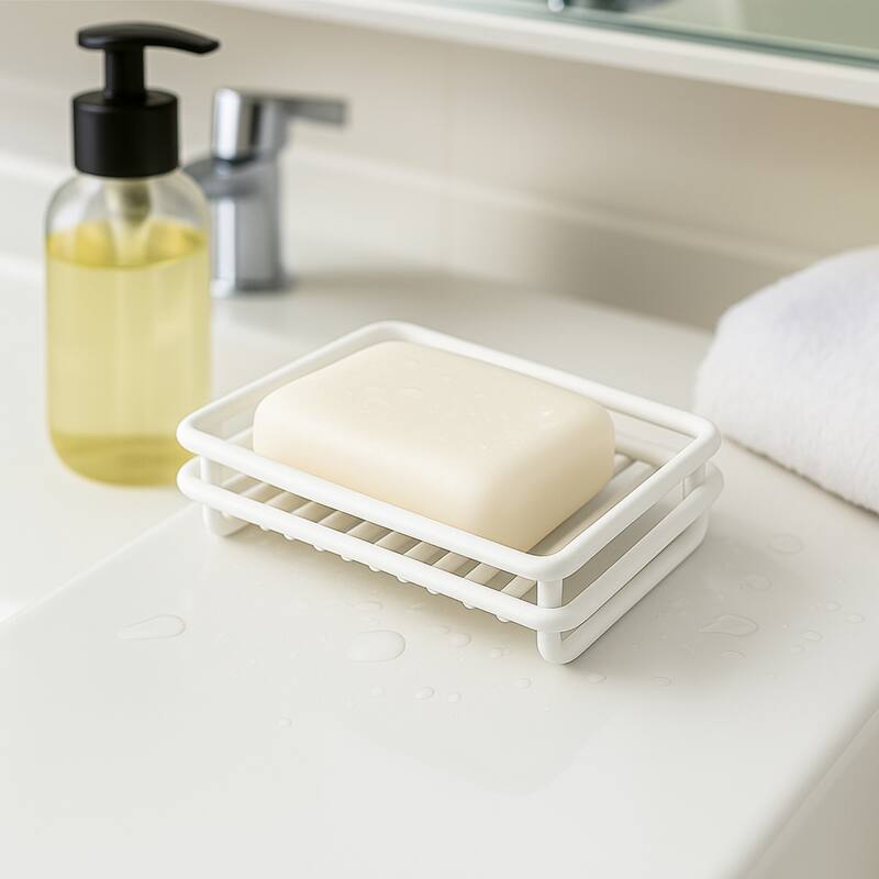 Creative Home White Powder Coated Metal Wire Soap Dish