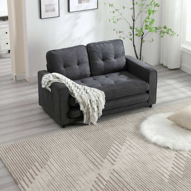 3 Fold Velvet Sofa,Convertible Sleeper Sofabed with Pull Out Couch Bed