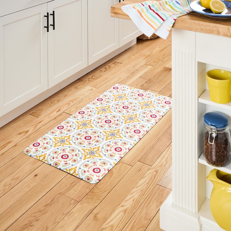 FIESTA Postiano Tiles Geo Textured Anti Fatigue Comfort Kitchen Mat, Non-Slip Floor Mat, Padded Standing Desk Mat