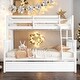 preview thumbnail 25 of 34, Twin over Full Wood Bunk Bed Convertible Beds with Twin Size Pull-Out Trundle White