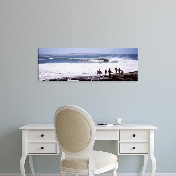 Easy Art Prints Panoramic Images's 'Silhouette of surfers standing on the beach, Australia' Premium Canvas Art