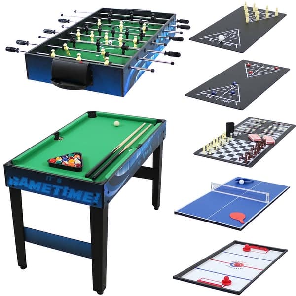 slide 2 of 24, 10-in-1 Multi-Game Table - Billiards, Foosball, Hockey, Ping Pong Blue
