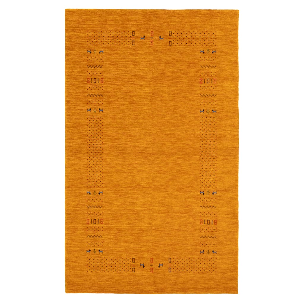 ECARPETGALLERY Hand Loomed Kashkuli Gabbeh Light Orange Wool Rug - 4'10 x 8'0