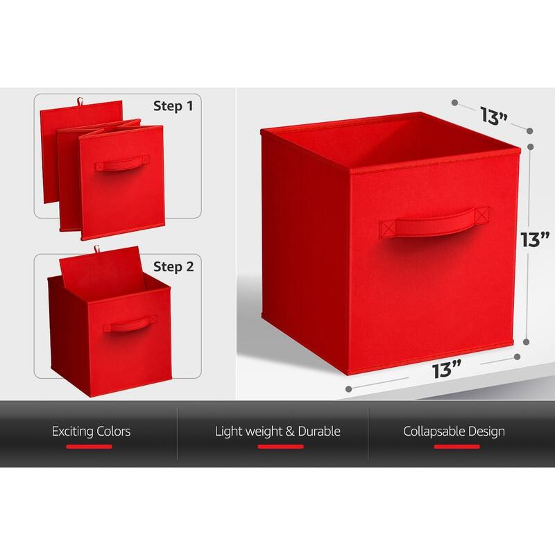 Sorbus Fabric Storage Bins 13" Foldable Cubes With Handles For Pantry, Cubbies, Toy And Closet Shelving Organization - 6Pk