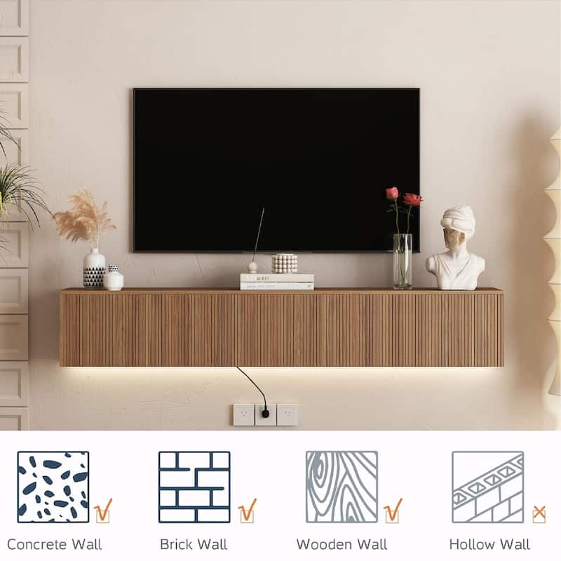 69" Modern TV Stand, Stylish Floating TV Cabinet Entertainment Center for 55-70 Inch TVs