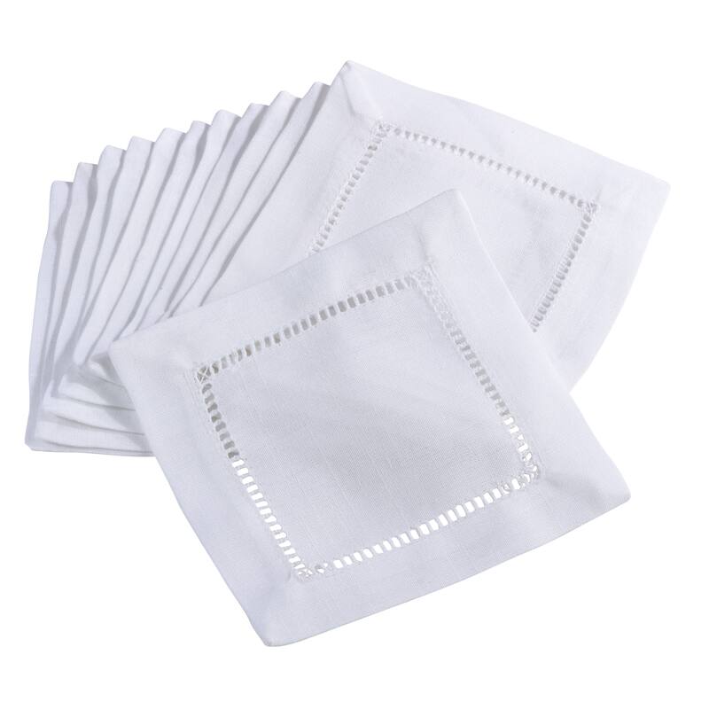Hemstitched Border Napkins (Set of 12) - 6"x6" - White
