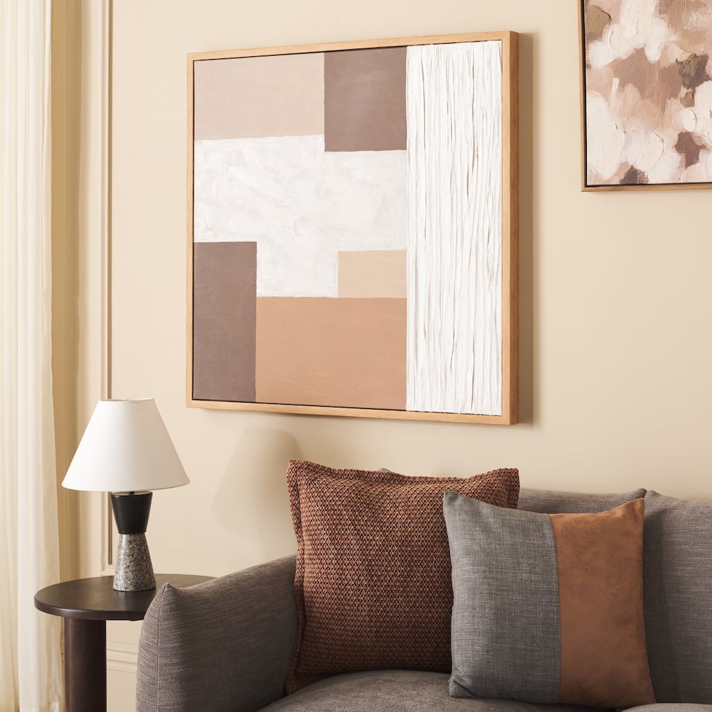 SAFAVIEH Home Neutral Location 36-inch Brown/Off White Framed Mixed Media Art - Brown/Off White
