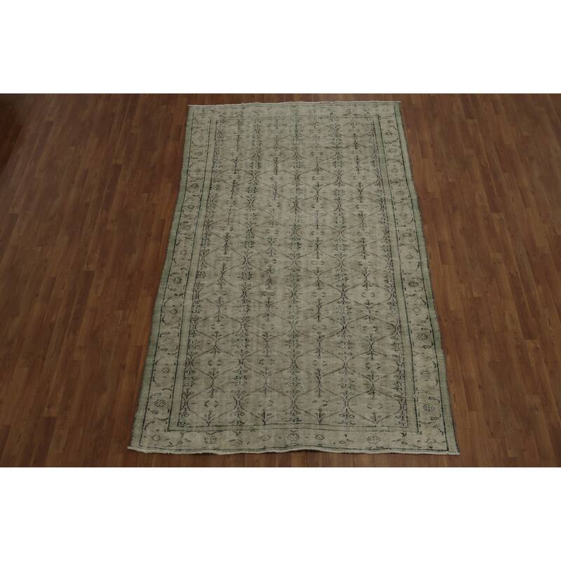Hand Knotted Oriental 100% Wool Carpet Transitional Floral Beige & Ivories Anatolian Area Rug - 9' 5'' X 5' 11''